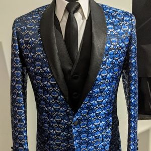 Royal Blue Textured 3pc Suit